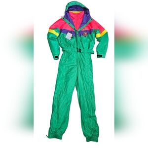 Nevica Apres Ski Snowsuit Womens Snow Bib Full Zip Vintage 1980s Size 10